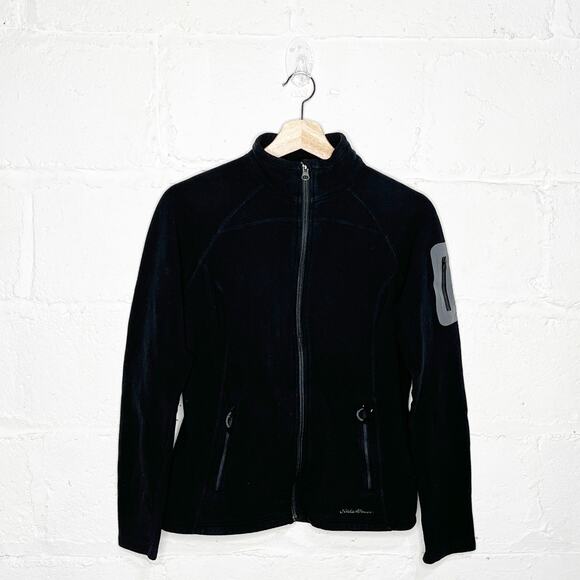Eddie Bauer Women's Long Sleeve Black Zip Up Polartec Fleece Jacket Size Medium - Picture 1 of 9